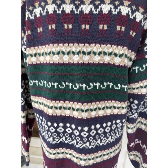 Vintage 80s Cotton Ramie Pull Over Sweater Novelty People Womens Small - Picture 5 of 12